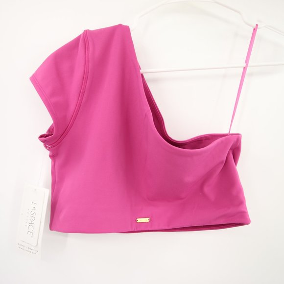 L*Space Pink Purple Genesse Top One Shoulder Sports Bra Size Large NWT - Picture 8 of 8